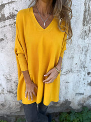 Emily™ - Cozy V-Neck Long Sleeve Knit Sweater