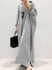 Alyssa™ - Chic Puff Sleeve Striped Maxi Dress