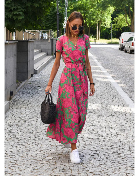 Samantha™ - Chic Floral Elegance Dress