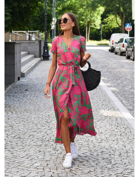 Samantha™ - Chic Floral Elegance Dress