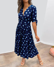 Aubrey™ - V-Neck Polka Dot Dress
