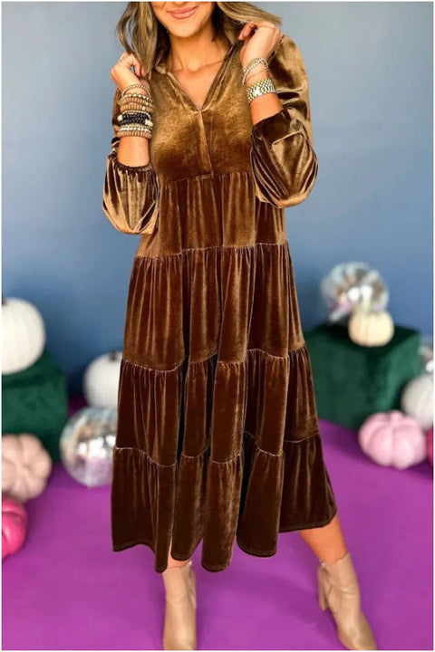 Aubrey™ - Cozy V-Neck Velvet Dress