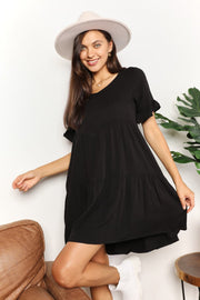 Emily™ - V-Neck Flounce Sleeve Tiered Dress