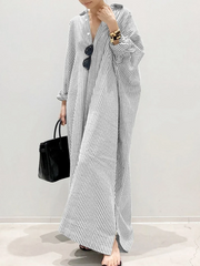 Alyssa™ - Chic Puff Sleeve Striped Maxi Dress