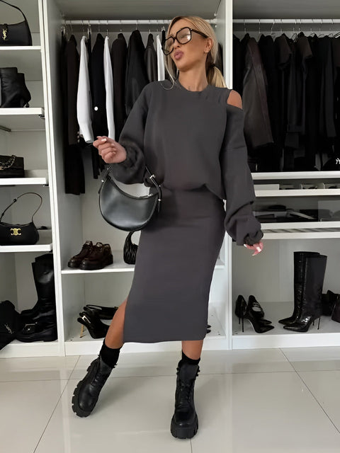 Sophie™ - Chic Two-piece Ensemble (Dress + Sweater)