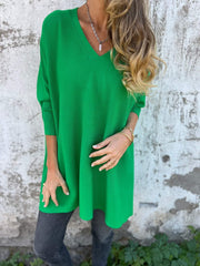 Emily™ - Cozy V-Neck Long Sleeve Knit Sweater