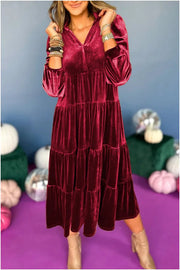 Aubrey™ - Cozy V-Neck Velvet Dress