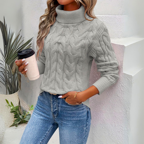 Emma - Fashionable Knit High Collar Sweater