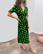 Aubrey™ - V-Neck Polka Dot Dress