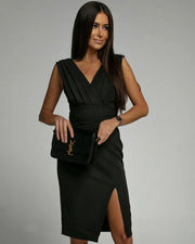 Karen | Elegant Dress with Slit and V-Neck