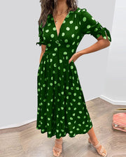 Aubrey™ - V-Neck Polka Dot Dress