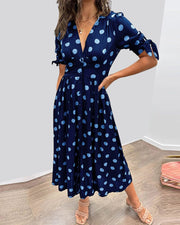 Aubrey™ - V-Neck Polka Dot Dress