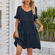 Emily™ - V-Neck Flounce Sleeve Tiered Dress