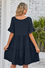 Emily™ - V-Neck Flounce Sleeve Tiered Dress