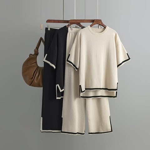 Charlotte™ - Chic Ice Silk Short Sleeve Co-Ord Set