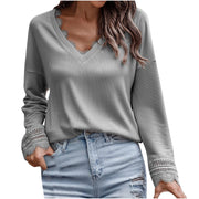 Ava™ - Chic V-Neck Long-Sleeve Knit Sweater