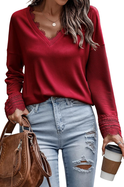 Ava™ - Chic V-Neck Long-Sleeve Knit Sweater