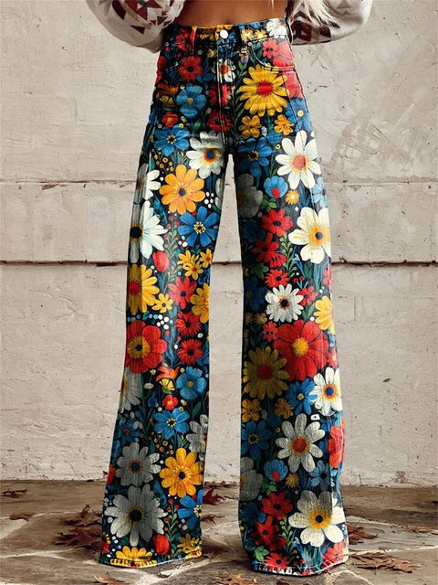 Sophie™ - Stylish Vibrant Floral Wide Leg Trousers