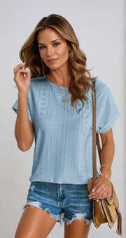 Sarah™ | Chic Eyelet Blouse