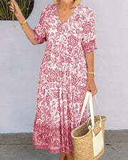 Sophia™ - Chic Floral V-neck Dress