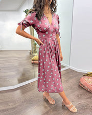 Aubrey™ - V-Neck Polka Dot Dress