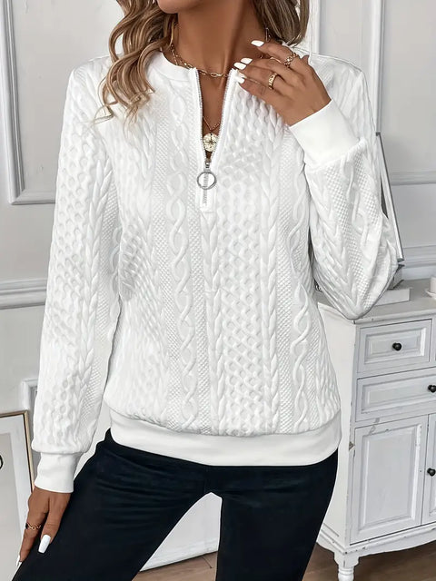 Chic Kimberly Sweater with Trendy Zipper Detail