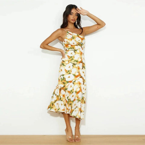 Laila | Floral Satin Dress