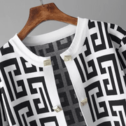 Avery™ - Chic Retro Maze Plaid O-Collar 3-Piece Suit