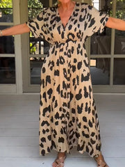 Dorthe | Stunning V-neck Leopard Dress