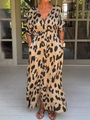 Dorthe | Stunning V-neck Leopard Dress