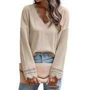 Ava™ - Chic V-Neck Long-Sleeve Knit Sweater