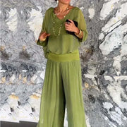Ella™ - Chic Chiffon Top & Pants Two-Piece Set