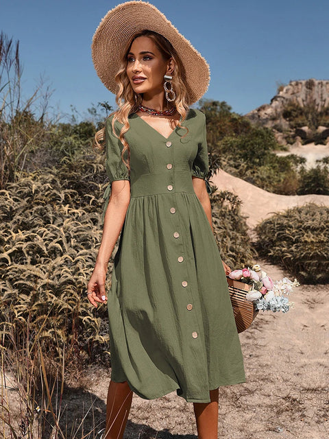 Beth | Midi Dress with Buttons