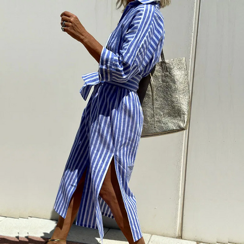 Valeria | Elegant Striped Shirt Dress
