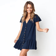 Jill | Buttoned V-Neck Dress