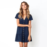Jill | Buttoned V-Neck Dress