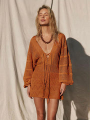 Ivonne | V-Neck Lace-Up Beach Dress