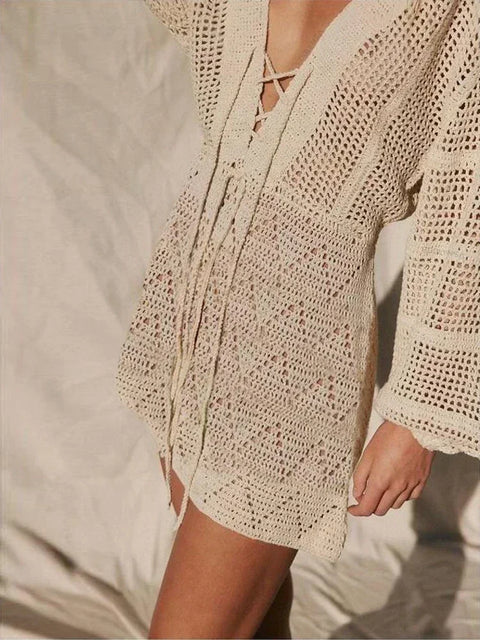 Ivonne | V-Neck Lace-Up Beach Dress