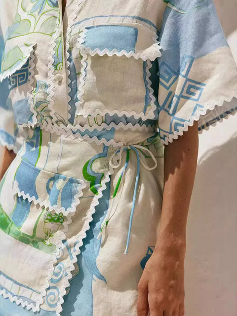 Sophia™ - Chic Vintage Tops and Mini Skirts Set