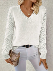 Aubrey™ - Chic V-Neck Sweater with Artisan Touches