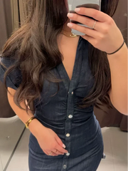 Charlene | Denim V-Neck Maxi Dress