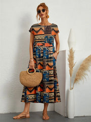 Emily™ - Chic O-neck Printed Dress with Pockets