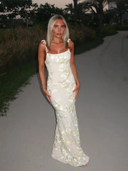 Iris | Flower Embroidered Maxi Dress