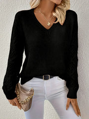 Aubrey™ - Chic V-Neck Sweater with Artisan Touches