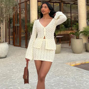 Aria™ - Chic Knit Hollow Out Two-Piece Set