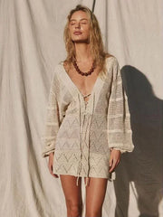 Ivonne | V-Neck Lace-Up Beach Dress