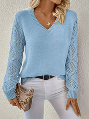 Aubrey™ - Chic V-Neck Sweater with Artisan Touches