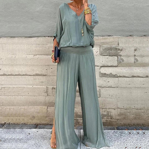 Ella™ - Chic Chiffon Top & Pants Two-Piece Set
