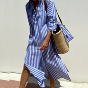 Valeria | Elegant Striped Shirt Dress