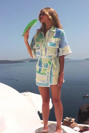 Sophia™ - Chic Vintage Tops and Mini Skirts Set